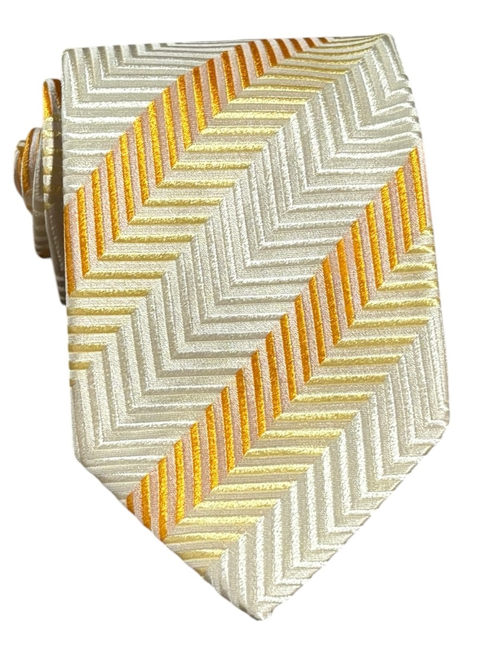 Hugo Boss Silk Geometric Chevron Pattern Necktie